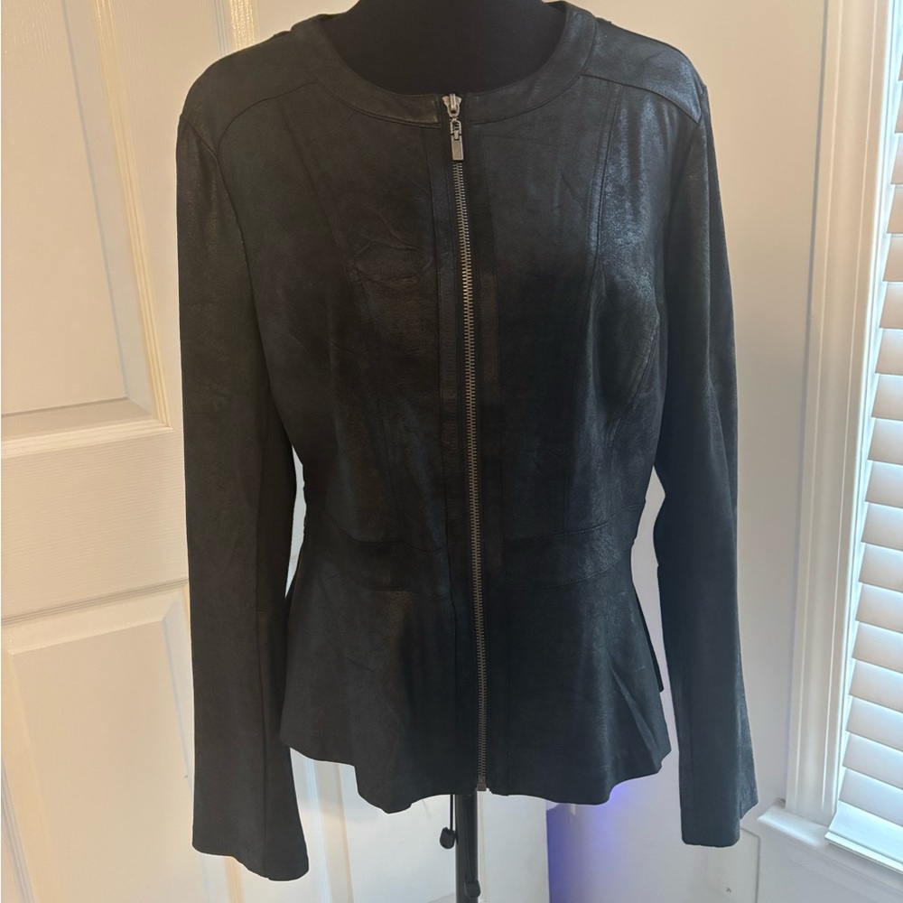 Cato Women's Elegant Black Faux Leather Jacket